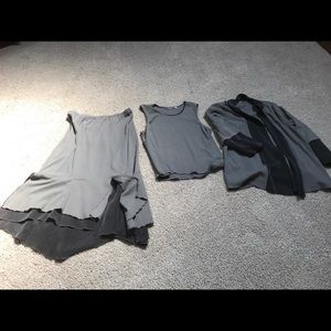 3 pc jacket sleeveless top and skirt